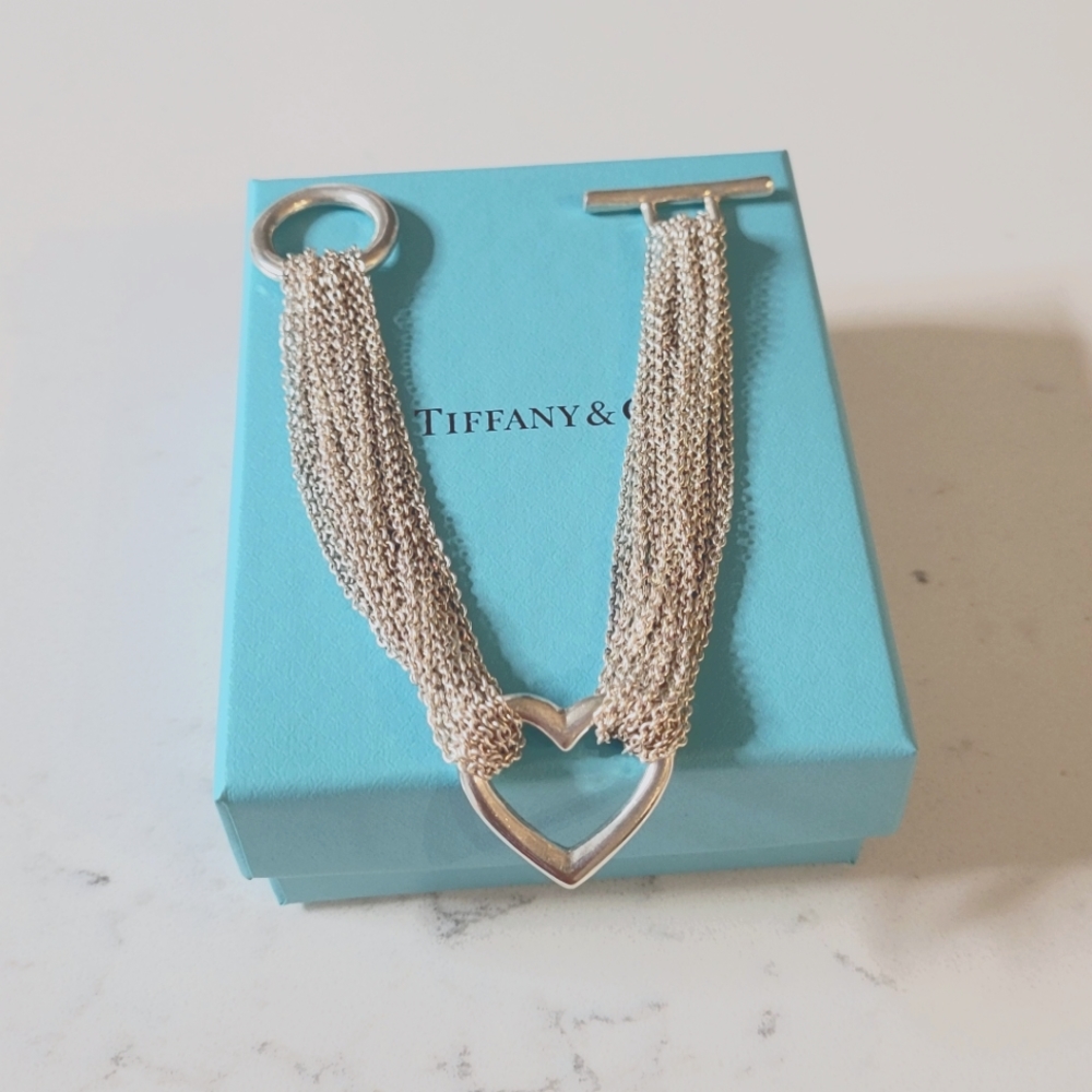 Tiffany & Co Heart Multi Strand Toggle Bracelet 7.5". - Picture 1 of 7